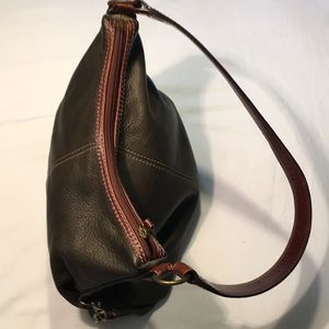 FOSSIL Olive Green Leather Shoulder Bag Purse